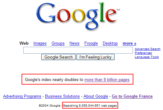 Google's index up to 8 billions pages